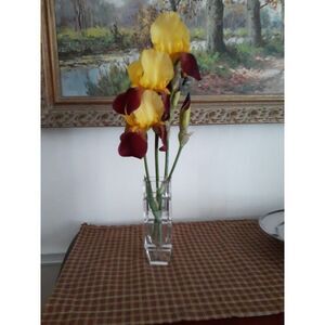 Heavy lead Crystal Bud Vase blocky Rectangular Shape glass flower vase block
